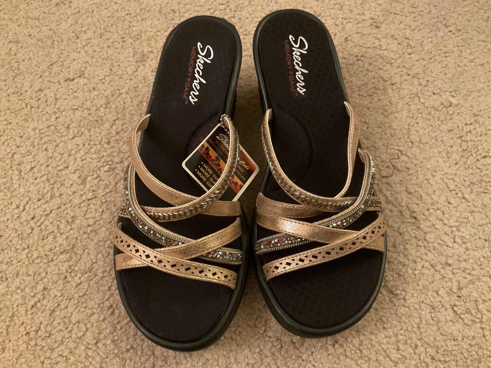 -Skechers women’s Cali with memory foam wedge sandals SIZE 9 NWT-