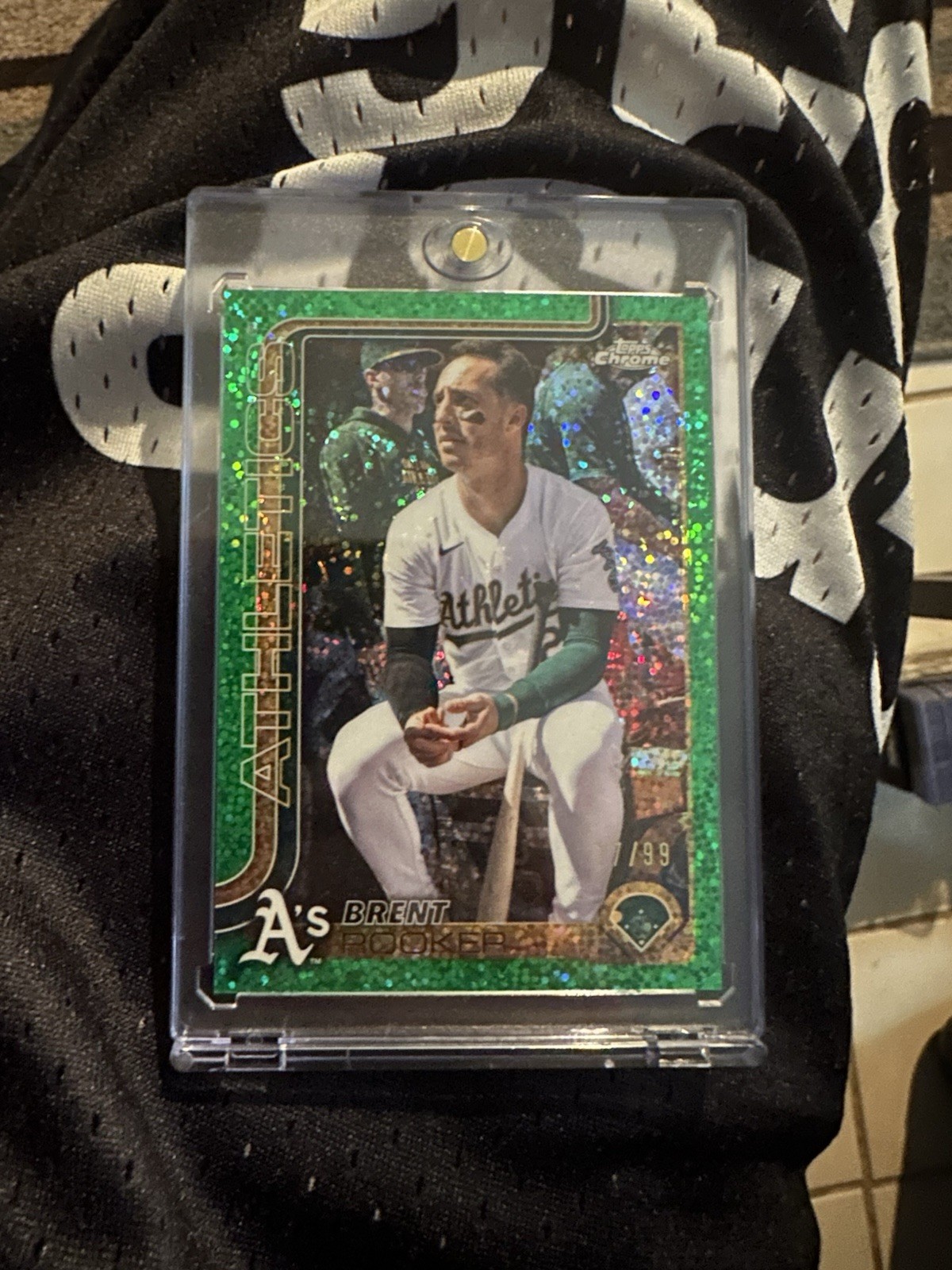 Brent Rooker 2025 Topps Chrome #54 Image Variation SP Green Speckle /99 A’s