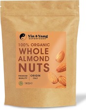 Organic Almonds 1kg Whole, Raw, 100% Natural, by Yin & Yang Superfoods. Premium