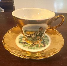 TSCHAMBA Porcelain Cup & Saucer Set Gold/Whit...