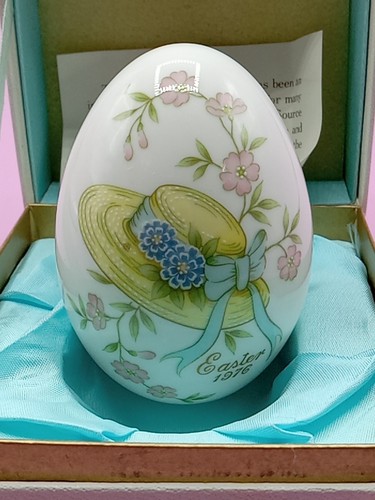 Noritake Easter Egg 1976 Yellow Bonnet 6th Edition Bone China 3" Vtg Japan Box - Picture 4 of 6