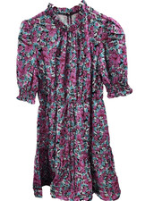 Inorin Womens Summer Floral Mock Neck Party Swing Flared Mini Dress, Violet, S