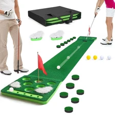 KEMLDIVS Golf Putting Game Set, Detachable Mat, 4 Balls, Indoor/Outdoor Practice