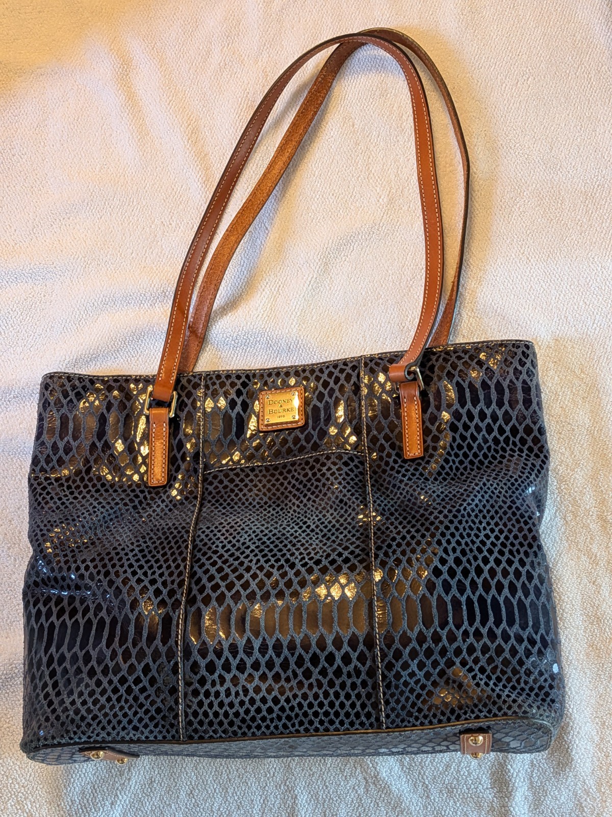 Dooney & Bourke Charleston Blue Python Tote Preow… - image 1