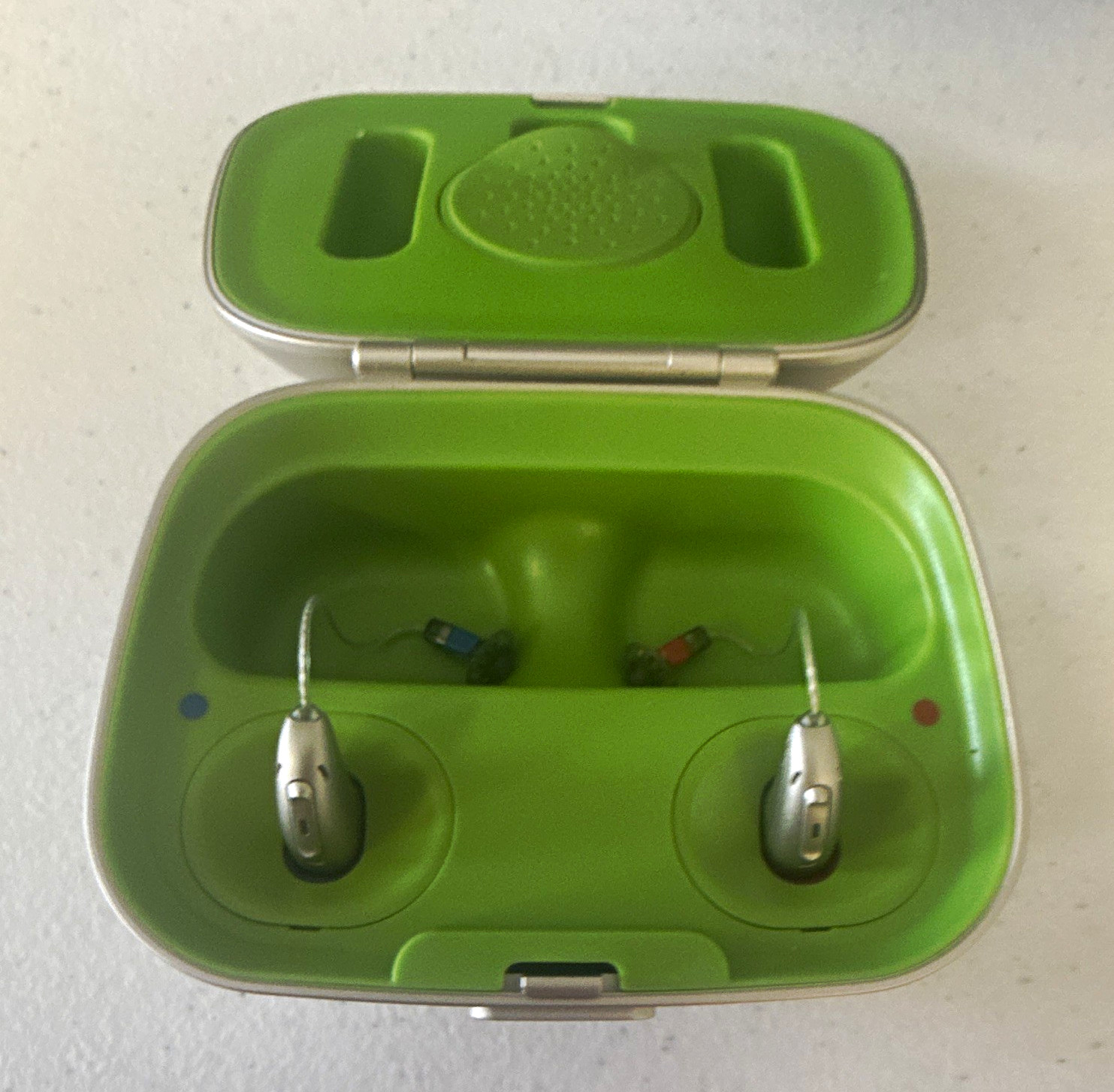 Phonak Audéo RIC Rechargeable Digital Hearing Aids Silver w/ Charging Case
