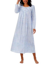 Eileen West Blue Daisy Print Long Sleeve 100 Cotton Lawn Ballet Nightgown M