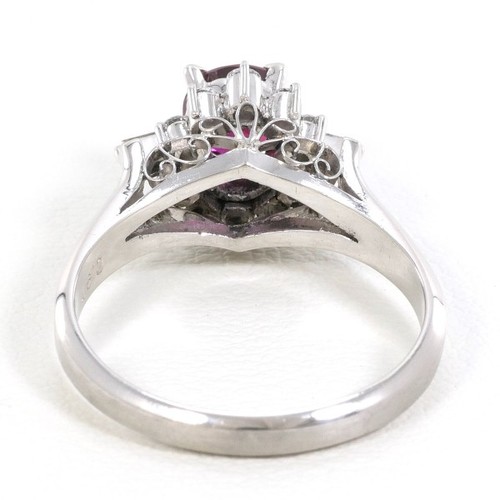 Platinum 900 ring 12.5 size Ruby 0.97 Diamond About5.6g Free shipping Used - Picture 4 of 8