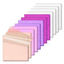 Transparent Sticky Notes Glitter 3"X3" 600 Sheets PET Dreamy Violet 12 Pads
