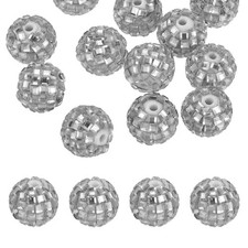 Disco Ball Beads, 20 Pcs 16mm Reflective Round Acrylic Glass, Silver