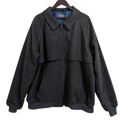 Pendleton 100% Virgin Wool Thinsulate Bomber Jacket Grey 2XT Tall Rare