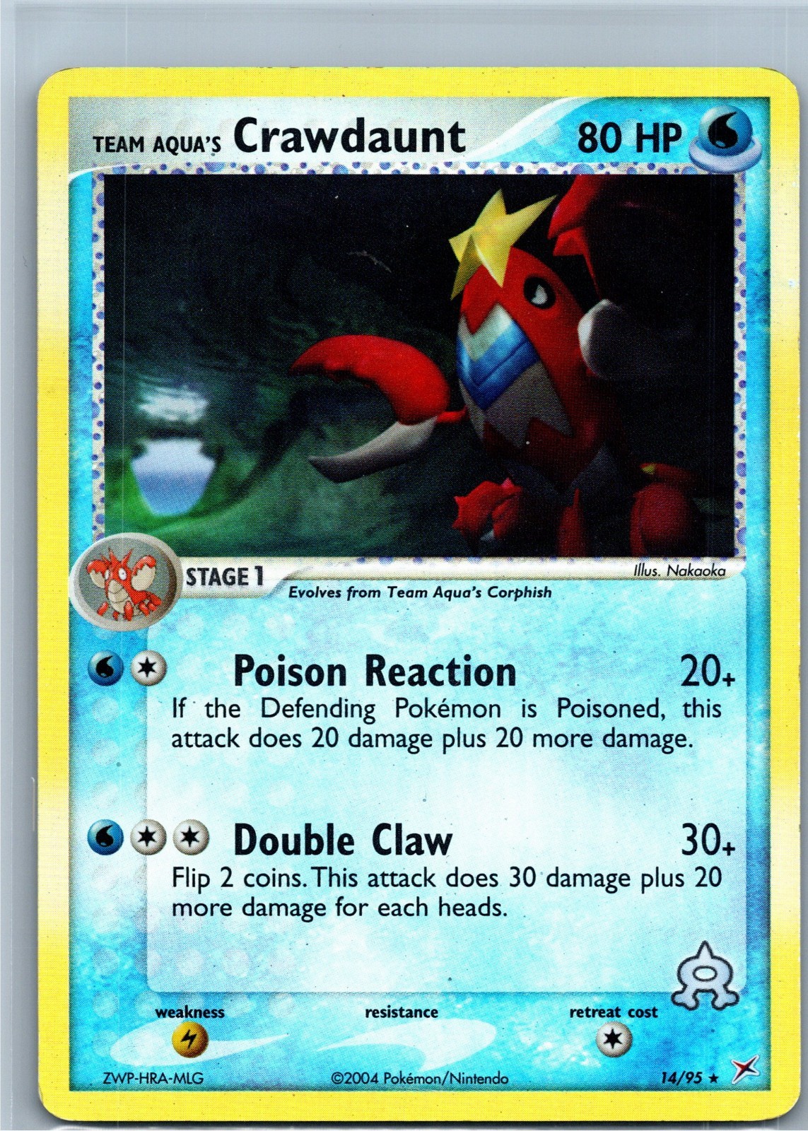 Pokemon Card - Team Aqua's Crawdaunt Team Magma vs Aqua 14/95 Rare Reverse Holo