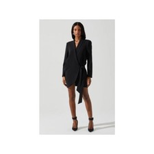 ASTR the Label REVOLVE Mini Dress Graciela Front Wrap Tie Suit Party Black XS/M