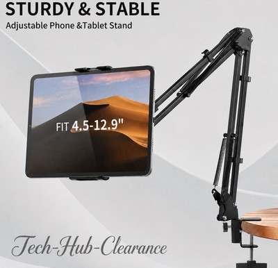 360° Langer Arm Faul Tablet Ständer Handy Halter Halterung Klemme Bett Tisch Overhead
