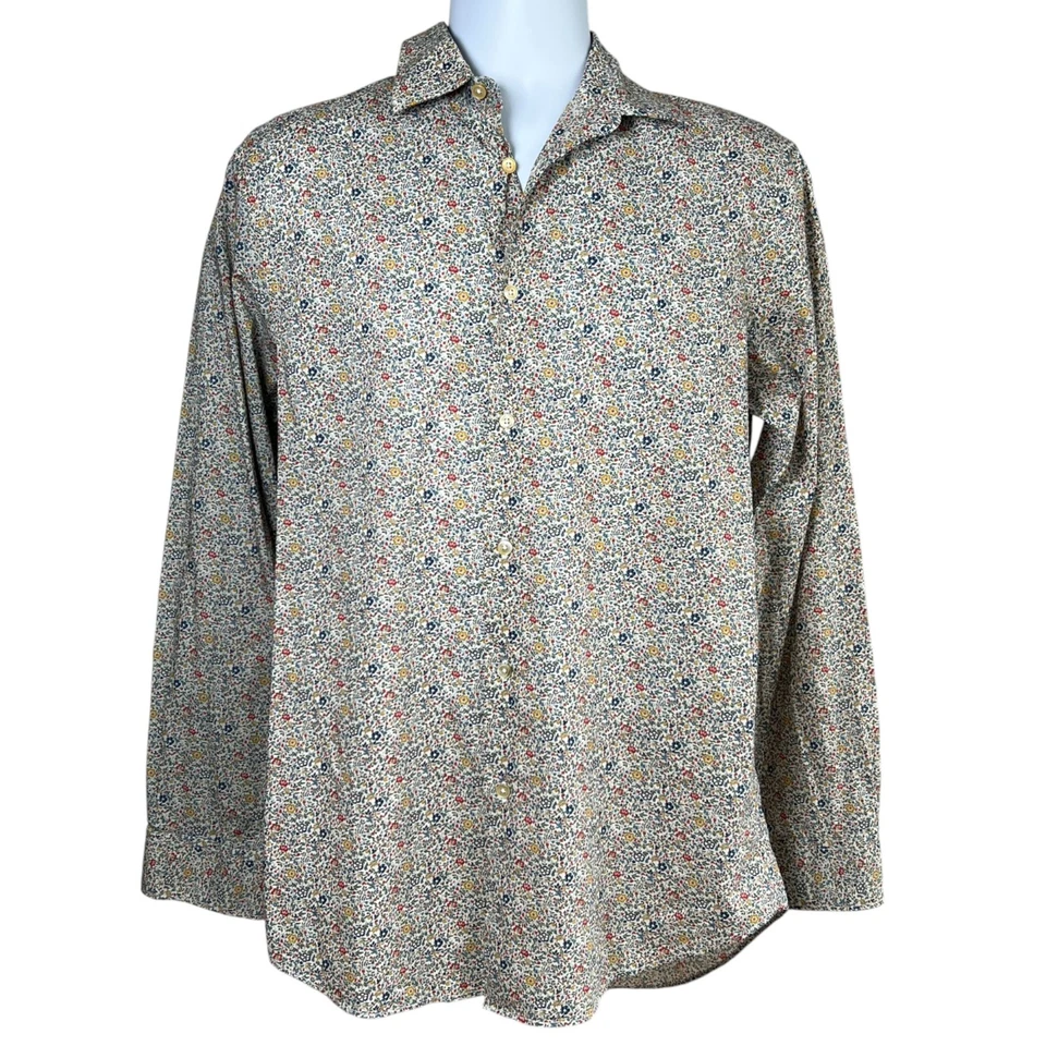 Paul Smith Italian Liberty Print Dress Shirt Floral Paisley Flip Cuff Size 15.5 - Image 2 of 4