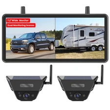 AUTO-VOX Wireless Magnetic Solar Backup Camera  7.2" 1080P Monitor + 2X Cameras