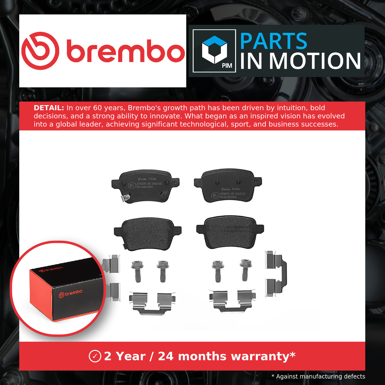 Brake Pads Set Rear P59086 Brembo 1605285 95517078 95524971 22221 25973 22220 - Image 11