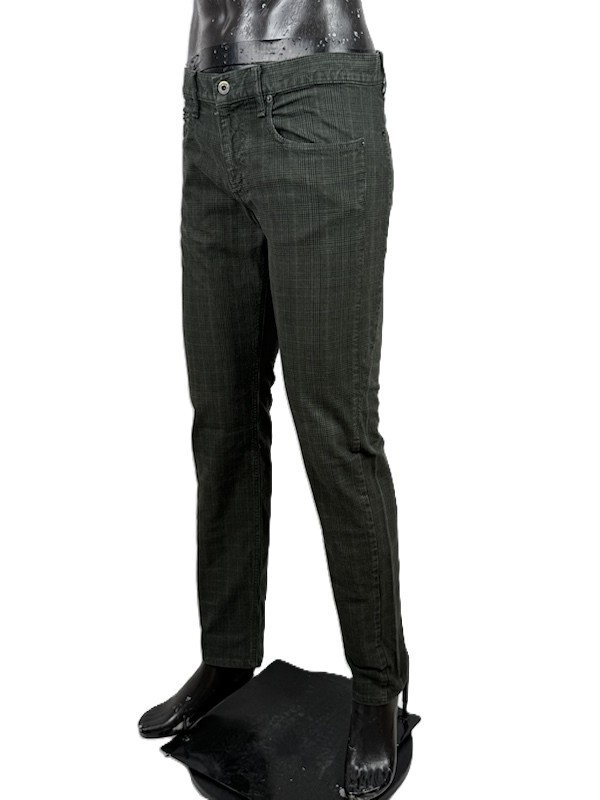 Love Moschino Hombre Pantalones W33 IT47 Verde Cuadros Slim Stretch Jeansati