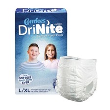 Comfees DriNite Juniors Pull Underwear L/XL Kid 60-125lb Unisex Heavy Absorb, 52