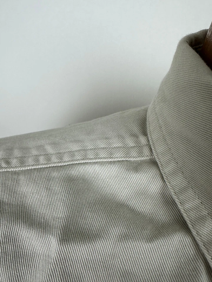 Camisa de Trabajo Vintage Años 90 Hombres Grande Abotonada Marfil Peso Medio Sarga Desteñida Gloria Foto 4 de 4