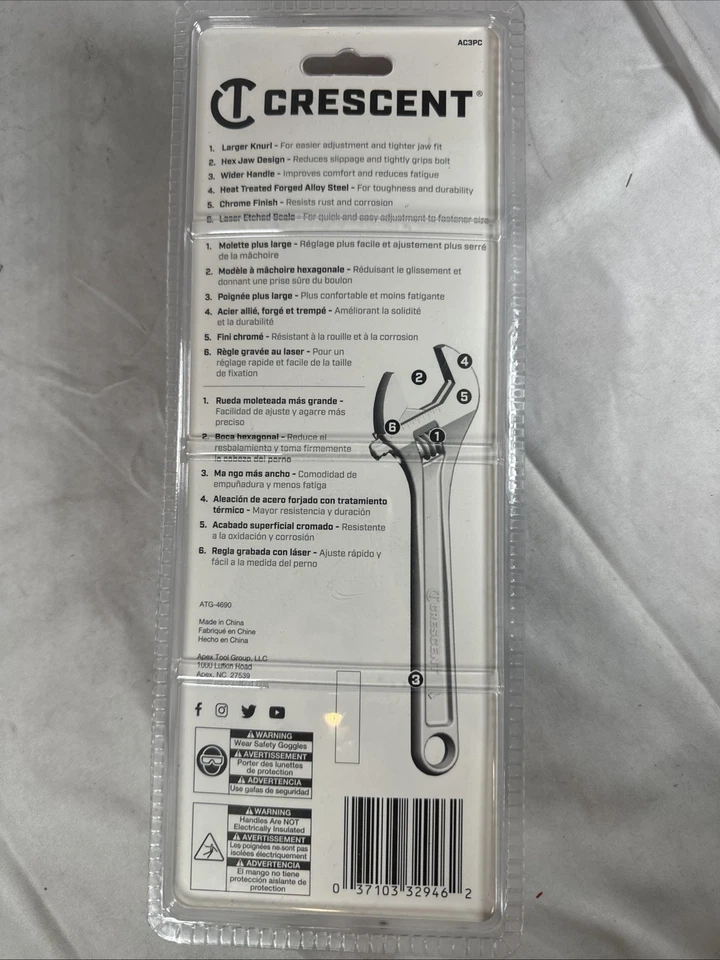 Crescent AC3PC Adjustable Wrench Set - Silver (3 Piece) - Image 2 of 4