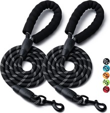 2-Pack Heavy Duty Dog Leash, 5FT, Nylon, Reflective, with Padded Handle, Black