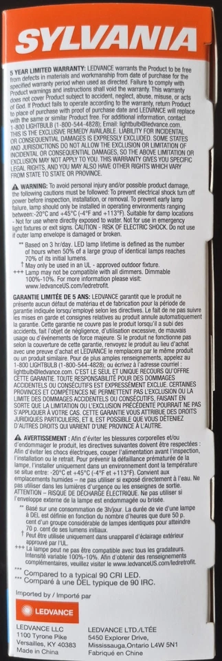 Sylvania TruWave Technology, 60w Daylight Led. Box Of 4. Brightness 800 Lumens. - Image 3 of 4