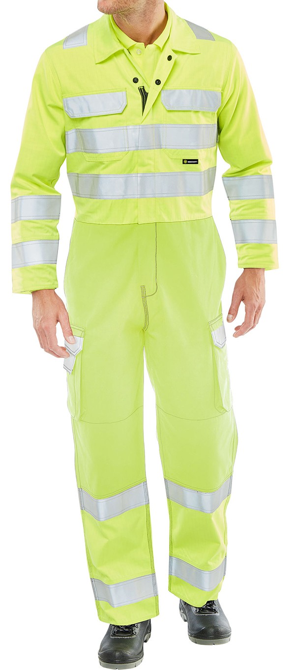 Beeswift Arc Compliant Hi-Vis Boilersuit Saturn Yellow Size 40