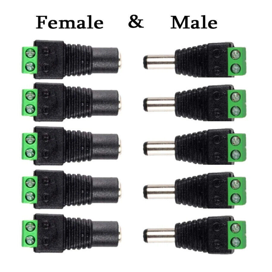 New 5 x Male+Female 2.1x5.5mm DC Power Plug Jack Adapter Wire Connector