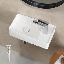 Small Bathroom Sink Wall Mounted Bathroom Sink Rectangle Wash Basin Right Hand