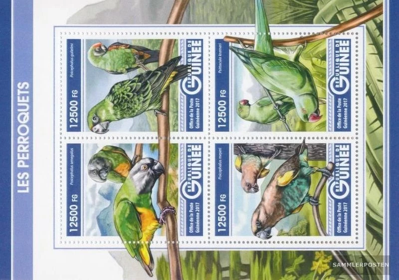 Guinea 12301-12304 Kleinbogen (kompl. Ausgabe) postfrisch 2017 Papageien - Bild 1 von 1