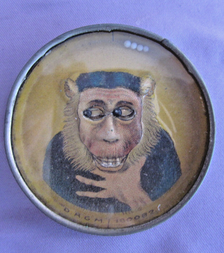 1930's Antique DRGM Monkey EYES Googly Germany Dexterity Puzzle Game Teeth