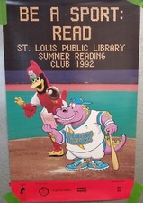 St. Louis Cardinals Fredbird Library Summer Reading Club 1992 Be a Sport Poster