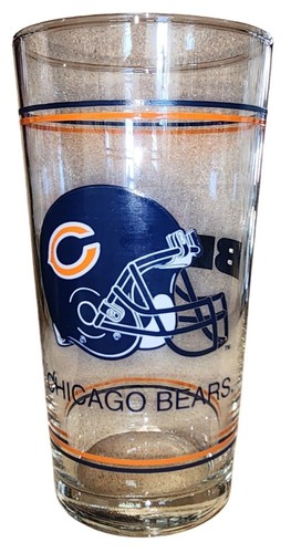 Vintage Chicago Bears Helm Logo NFL Pint Trinkglas 16oz Tasse blau orange