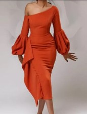 Women's Dress Bridesmaid Off Shoulder Summer Orange Black Fall Spring Fitted