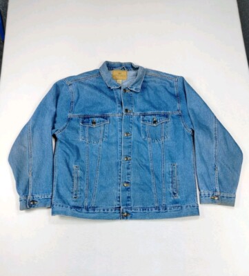 Open Trails Denim Jean Jacket Men's XL Blue Vintage 90s Trucker Westerncore
