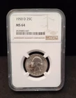 1950-D Washington Silver Quarter - NGC MS 64 - Obv. Toning! - ENN COINS #047KT