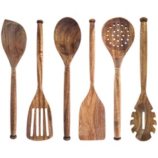 Labrea Life + Home Solid Acacia Wooden Kitchen Utensils (Many Styles and Packs)