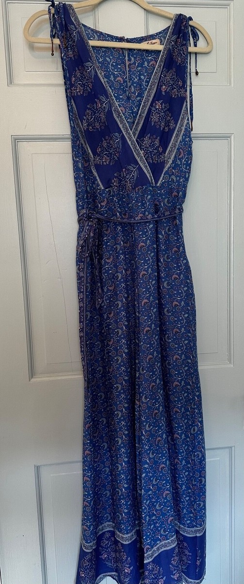 blue ruffle dress mini Blue and White Floral Ruffle Mini Dress L