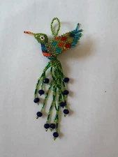 Handmade Guatemalan beaded Quetzal bird /  multi color/