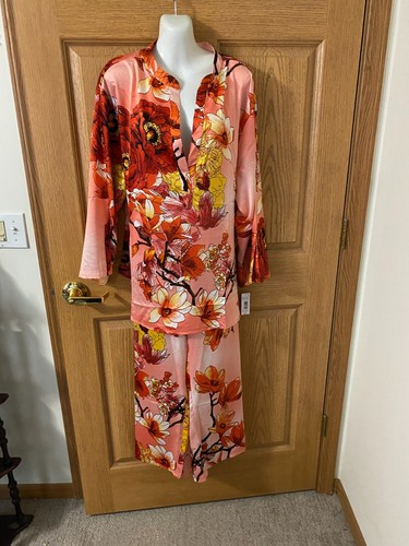 N - NATORI - MOTIF "PIVOINE D'HIVER" - ENSEMBLE PYJAMA FLORAL - TAILLE 2X - NEUF AVEC ÉTIQUETTE !!