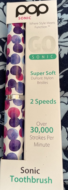 POP SONIC GO TOOTHBRUSH 2 SPEEDS EXTRA HEAD W/BATTERIES NIB SEALED BUBBLE PURPLE
