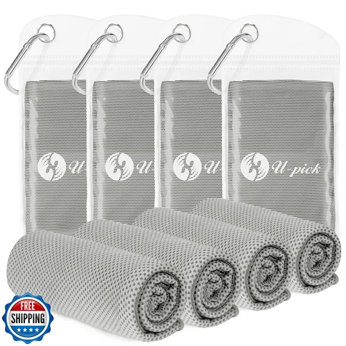 U-pick 4 Packs Cooling Towels for Neck and Face[40"x12"], Soft Breathable Chi