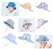 kids bucket hat cotton beach outdoor girl boy sun protection uvf50+ cap dinosaur