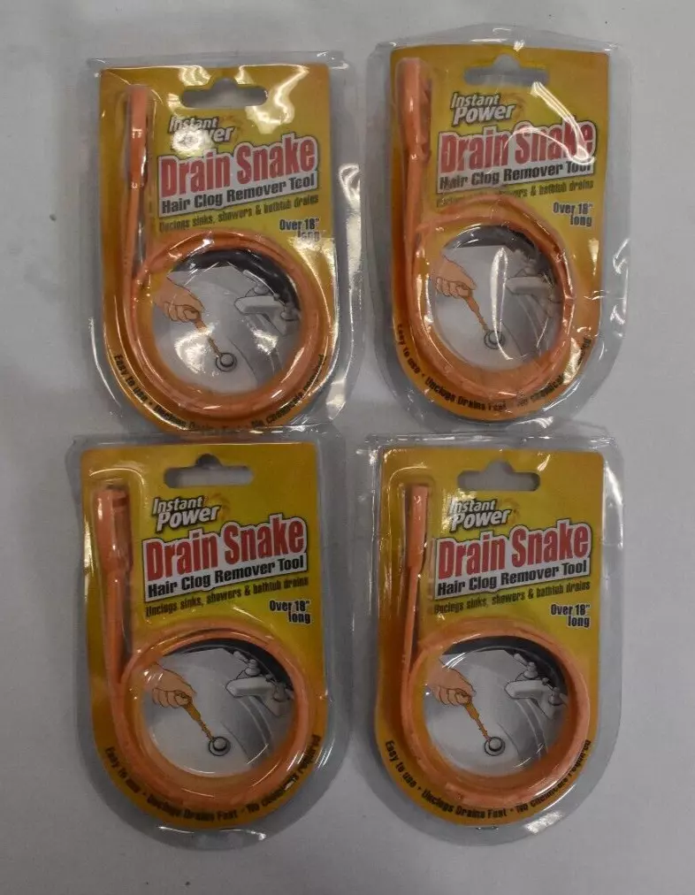 Instant Power Drain Snake Hair Clog Remover Orange Tool Over 18