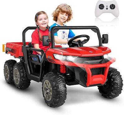 24V 2 Seater Ride On Car 4WD Electric Powered Toy Tractor Trailer with Dump Bed