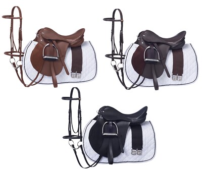 17'' All Purpose English Saddle Package - Leather - Black - Brown - Chestnut