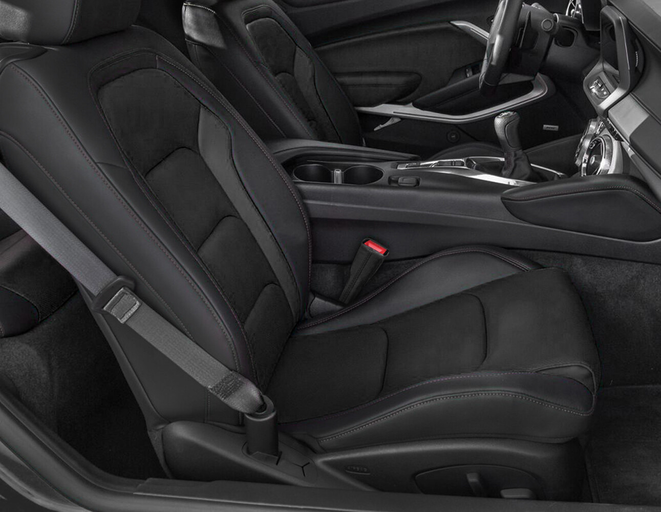 BLACK REAL LEATHER 2X SEAT BELT STALK TALL COVERS FOR VW GOLF MK5 V