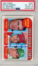 1969 Topps Baseball A.L. Rookies #597 A.L. Rookies AU PSA 6 AUTO 10 RF