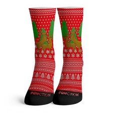 Ugly Christmas Humping Reindeer Faux Pattern Unisex Adult Crew Socks Sweater
