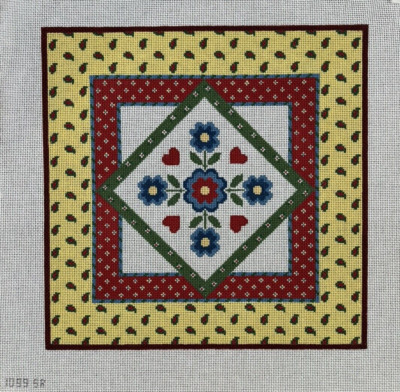 Susan Roberts Rose Sharon Quilt Handpainted Needlepoint Canvas 1099 13ct 14x14